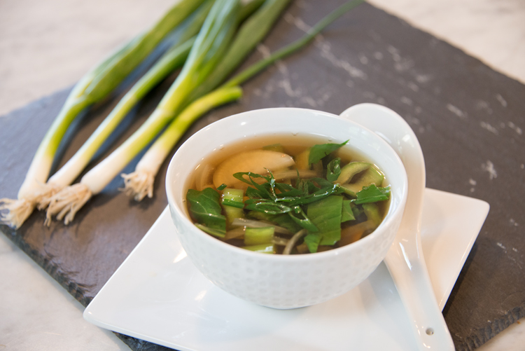 Miso with Onion, Daikon, Bok Choy